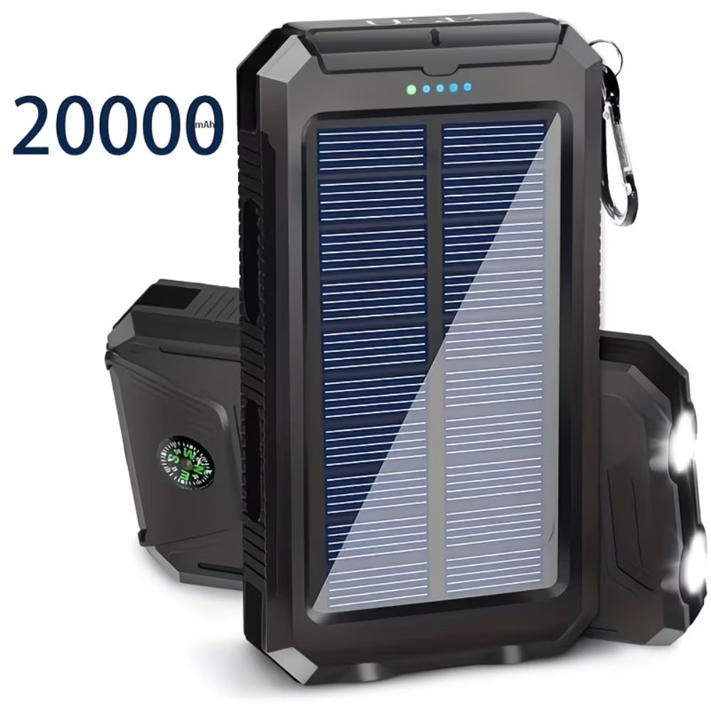 Banque d'alimentation solaire 20000mAh (Noir)